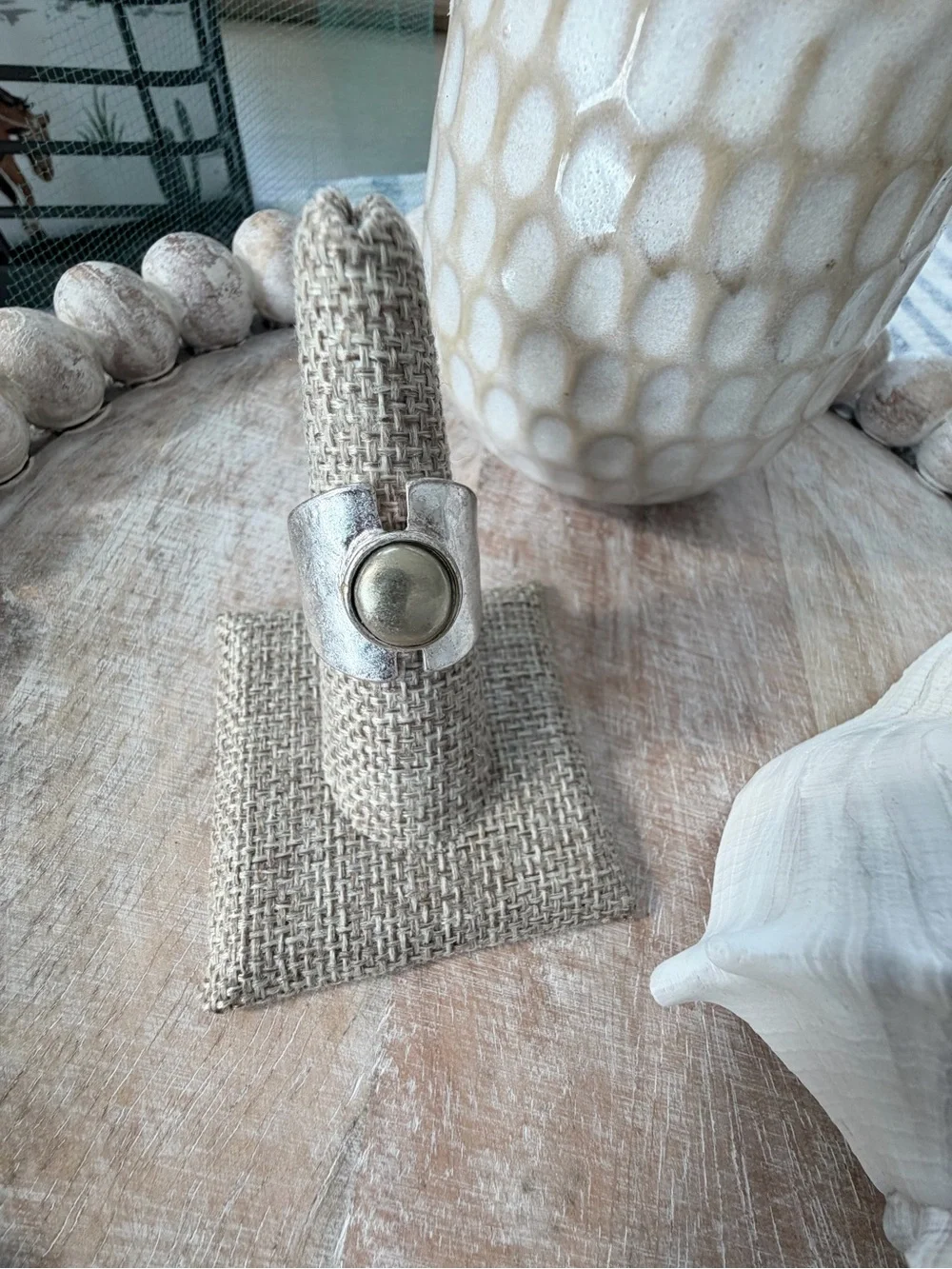 Bello Uno Silver Plated Statement Ring in Silver with Gold Tone Accent